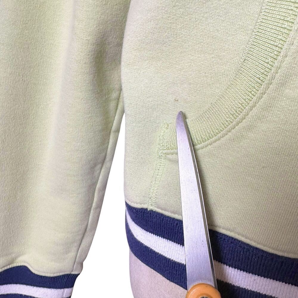 Arizona Y2K Vintage Pastel Pistachio Green Zip Hoodie Jacket Navy Striped Trim - Picture 5 of 9